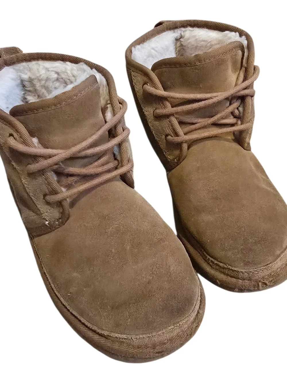 UGG Neumel Suede Lace-Up Boots - Chestnut - Kids' Size 5
